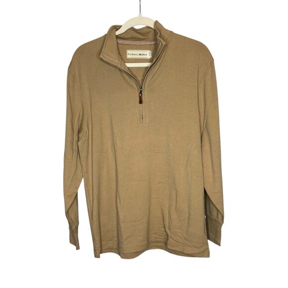 The Normal Brand Puremeso Quarter Zip Pulliver in Dune - Picture 2 of 10